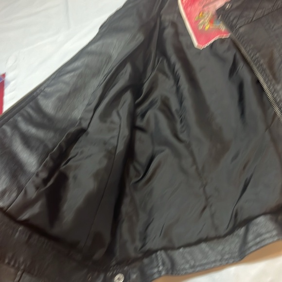 BLACK MOTO biker JACKET women’s XL fluted ribbed textured faux leather lined zip - Picture 8 of 16
